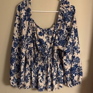 SHEIN Blue Floral Blouse